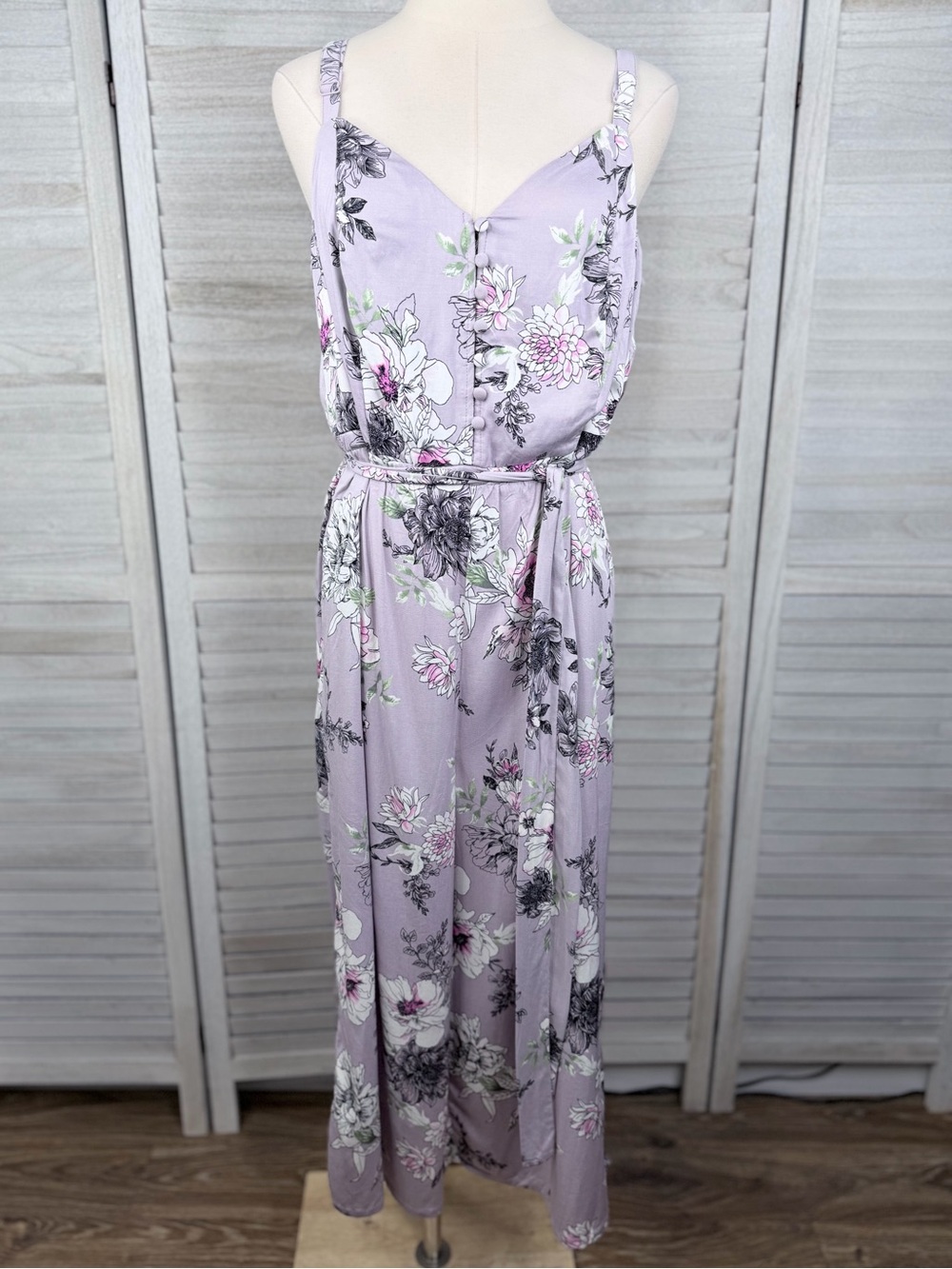TORRID Button Front Floral Challis Culotte Cropped Jumpsuit Lilac Floral-1X
